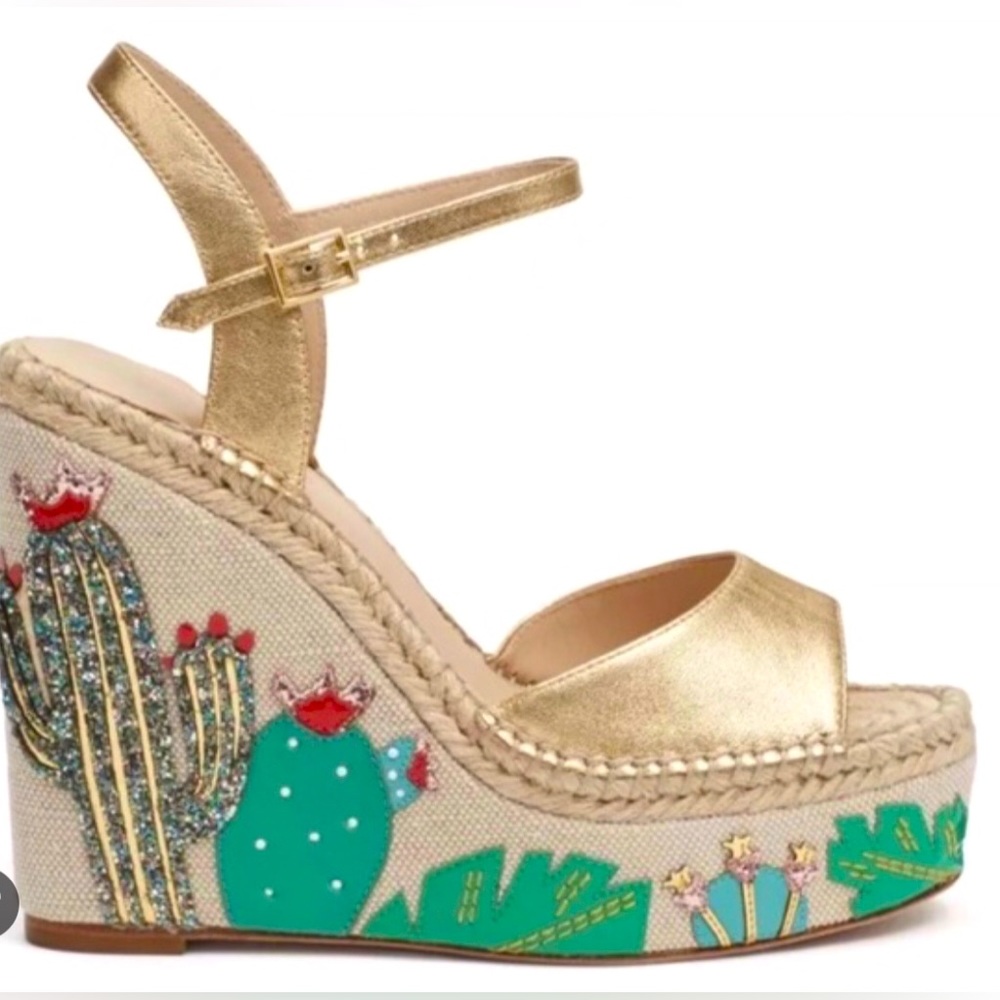 NIB 10 Kate Spade Dallas Glitter Cactus Platform Wedge - Picture 3 of 6